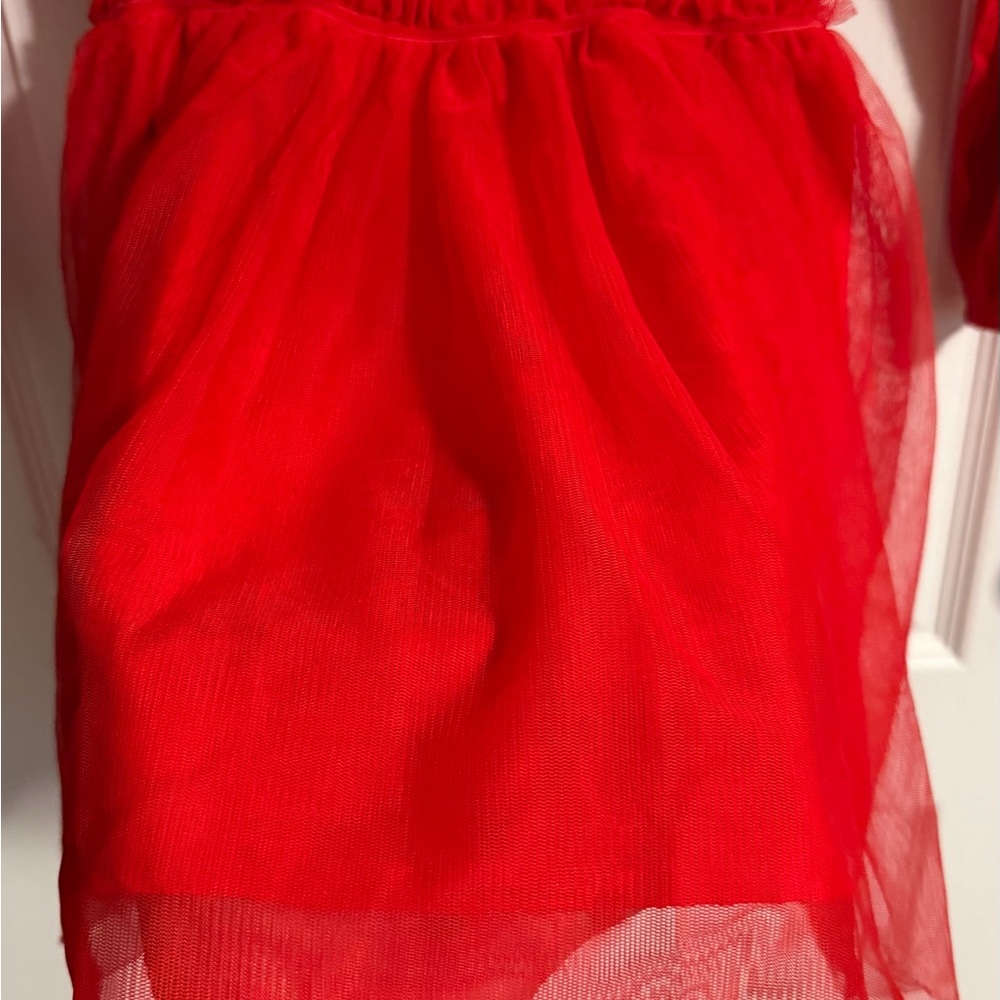 Cat & Jack Red Ruffle Long Sleeve Dress - Picture 6 of 6